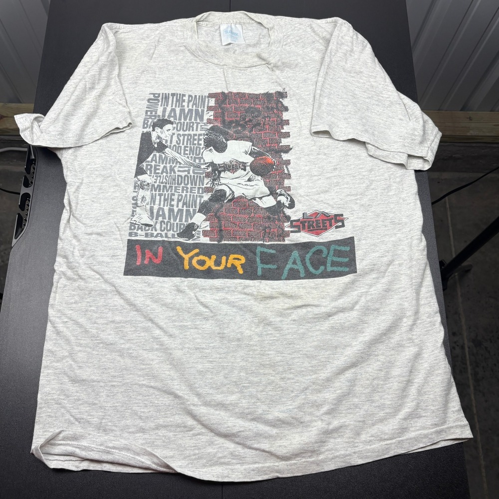 Vintage Tultex In Your Face Basketball Graphic T Shirt Streetwear Hip‎ Hop